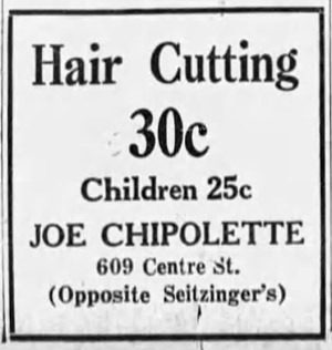 Chipolette Barbershop ad, 1934