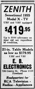 E. B. Electronics, 1954 ad