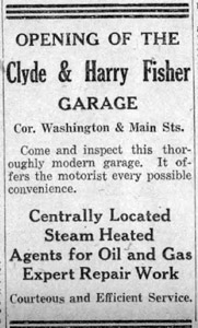 Fisher Bros. Garage, 1922 ad