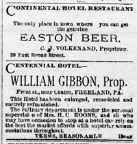 Centennial Hotel ad, 1883
