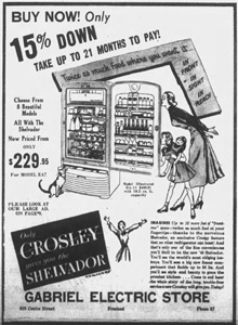 Gabriel Electric Store, 1949 ad