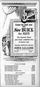 John R. Gallagher Buick, 1922 ad