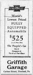 Griffith Garage, 1922 ad
