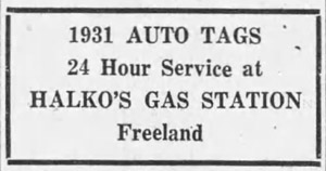 Halko Gas Station, 1930 ad