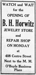 B. H. Horowitz ad, 1932