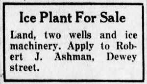 Ice Plant up for sale, 1946