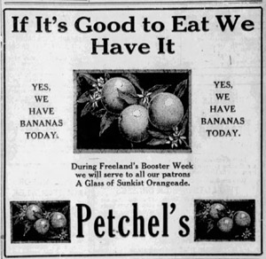 Petchel's Grocery ad, 1923
