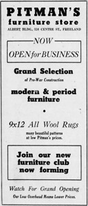 Pitman's opening ad, 1944