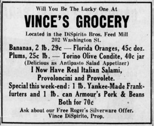 Vince's Grocery ad, 1950