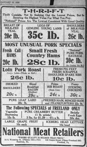 National Meat Retailers ad, 1926