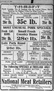 National Meat Retailers ad, 1926
