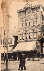 Freeland Hall and Neuberger's store, 1892