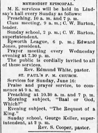  Religious services of 3 churches, 1895