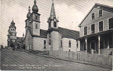 St. Mary's and St. Anthony's churches, Fern Street between School and Main Streets