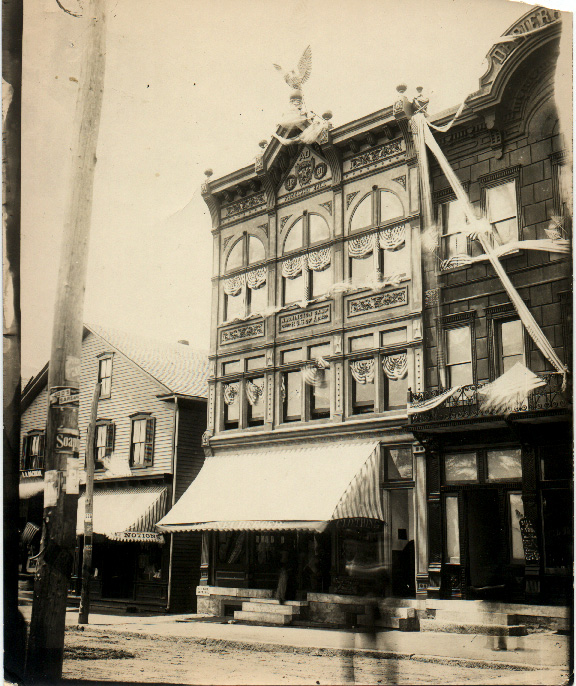 Freeland Hall and the De Pierro Brothers' Restaurant, Centre and Front Streets