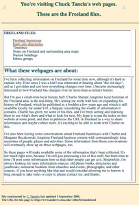 Home page for Freeland History site 9/2000