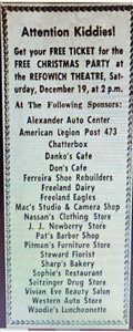 Refowich Theater Christmas party, 1959 ad