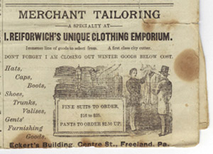 Reiforwich clothing ad, 1882