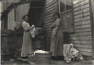 Women doing laundry in old Freeland