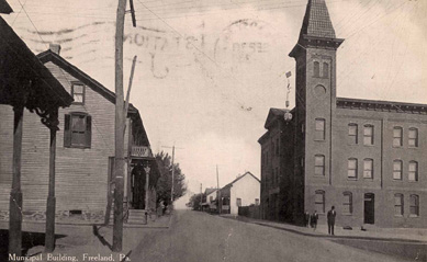 Centre Street at
                Walnut Street, looking north