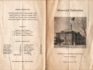 MMI 1947 Memorial dedication program
