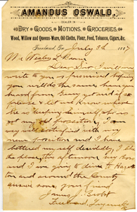 Oswald letter, 1887