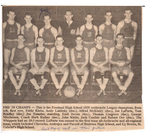 FHS 1938-1939 Anthracite League Champs