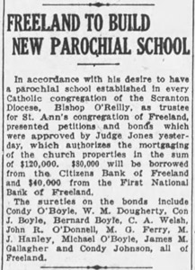 Newspaper clippings, new St. Ann's School