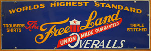Freeland Overall Factory metal sign