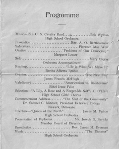 Freeland High School Commencement program, 1920