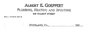 Al Goeppert Plumbing, Heating and Spouting letterhead