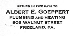 Al Goeppert Plumbing and Heating return address