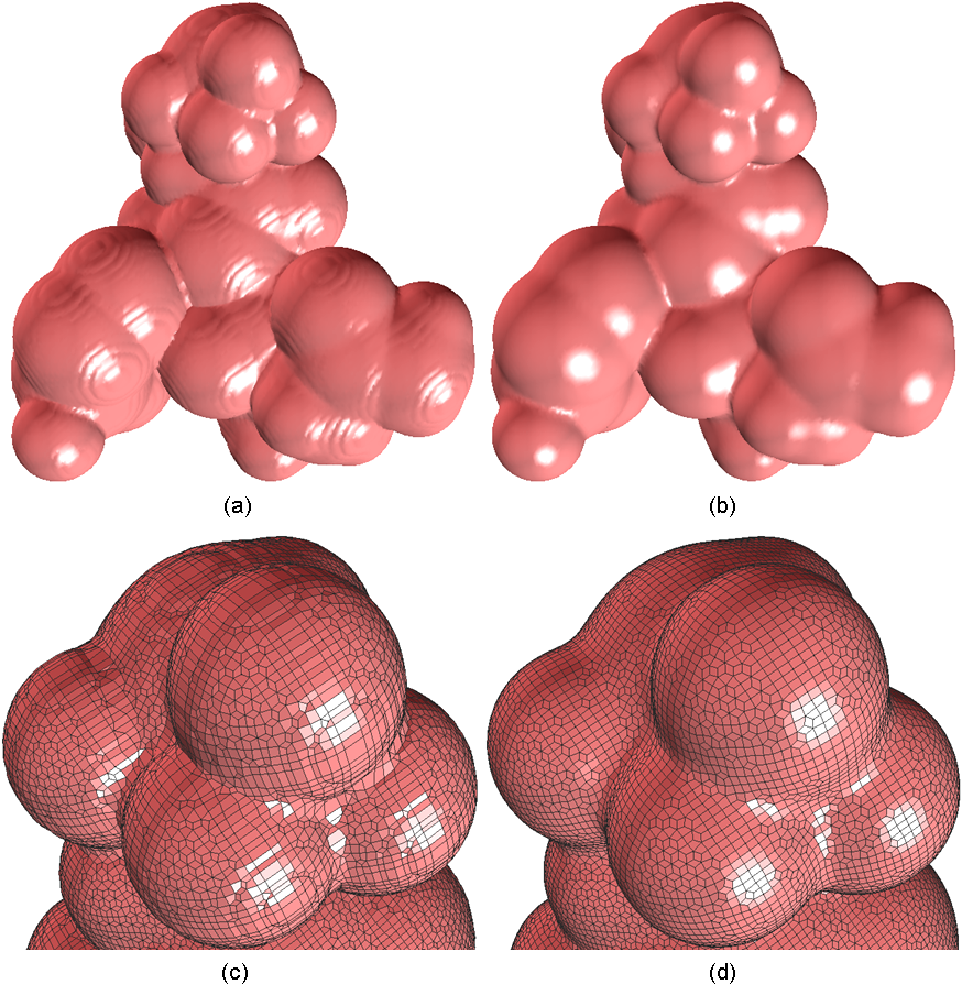 Surface Smoothing and Quality Improvement of Quadrilateral/Hexahedral Meshes  with Geometric Flow