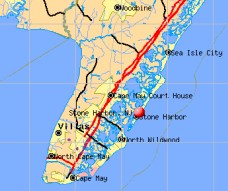 Map of Southern Tip on New Jersey Shore