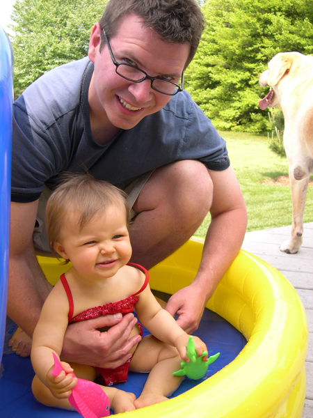 swimming with daddy