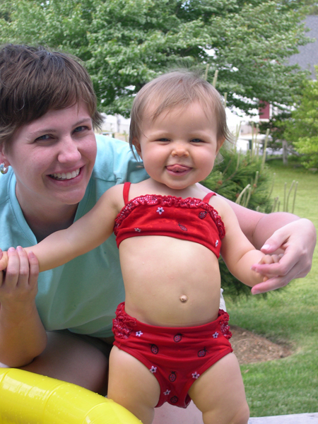 swimming with mommy