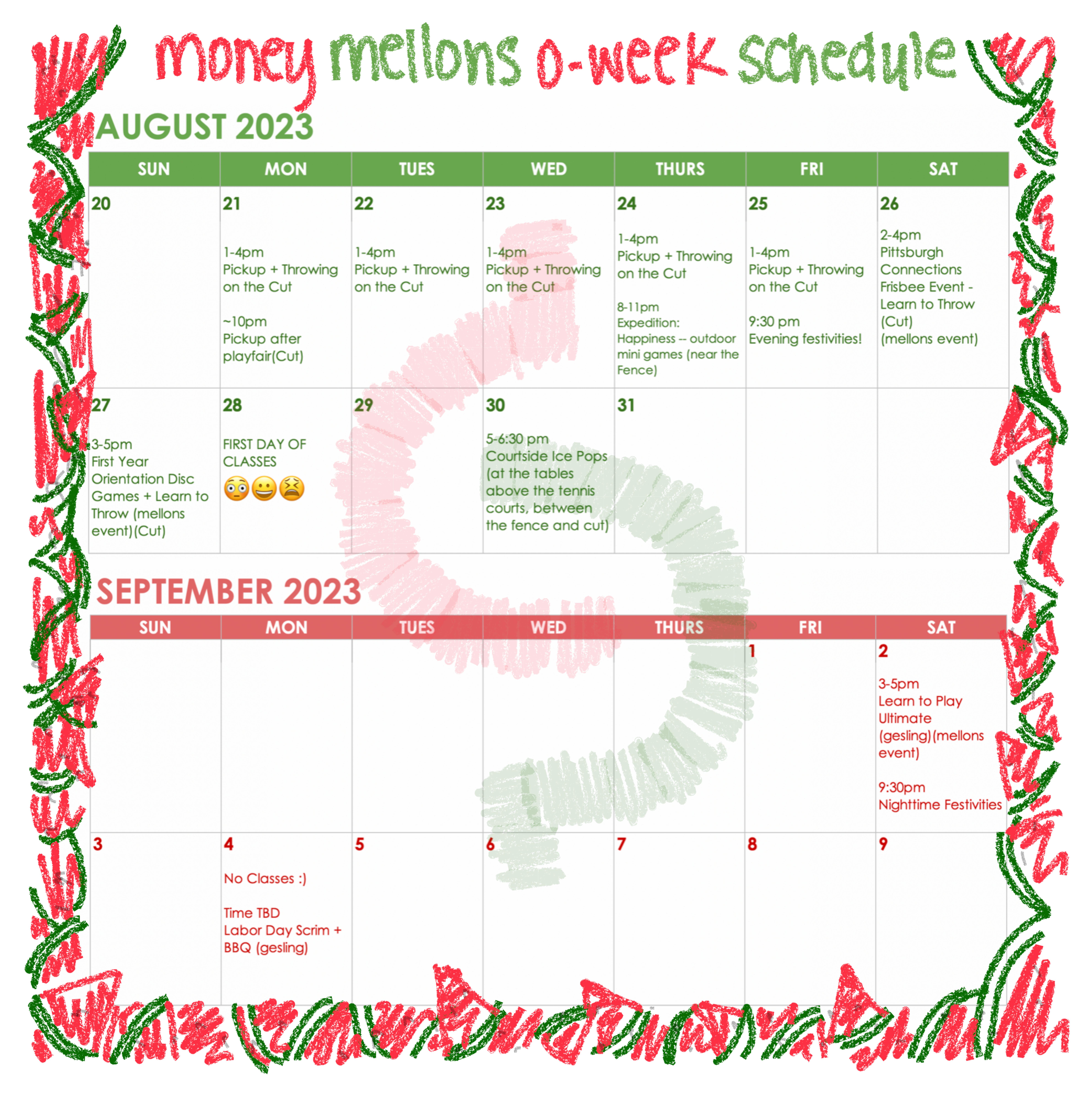 orientation calendar